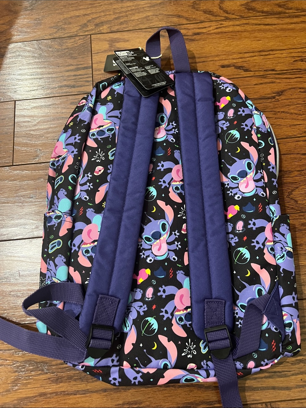Loungefly Black Backpack with Pastel Lilo & Stitch Print - Picture 2 of 3